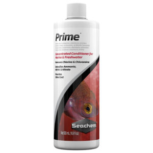Seachem Prime 500ml may be used during tank cycling to alleviate ammonia/nitrite toxicity. It contains a binder which renders ammonia, nitrite, and nitrate non-toxic, allowing the biofilter to more efficiently remove them. It will also detoxify any heavy metals found in the tap water at typical concentration levels. Use at start-up and whenever adding or replacing water. When transporting or quarantining fish.