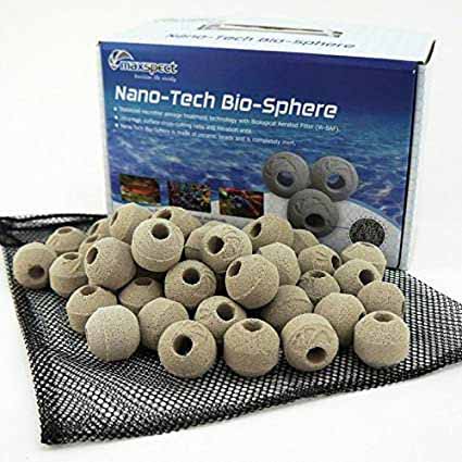 Maxspect’s Nano-Tech BioSpheres are a durable dense arrangement of smaller spheres creating an ultra-high surface area media which reduces the volume of biomedia actually required for efficient nutrient cycling in both fresh and saltwater aquariums