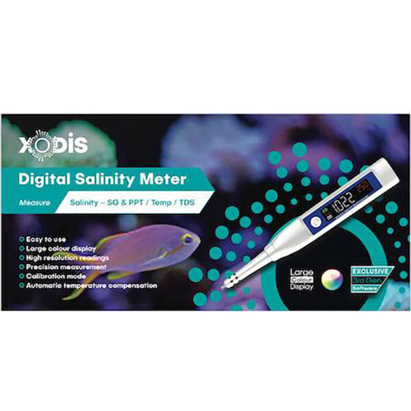 Salinity should be checked regularly  in aquariums, which is fast, simple and accurate with the Xodis Digital Salinity Meter