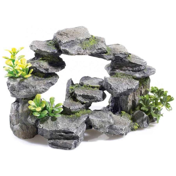 Classic Rocky Arch With Plant large aquarium decoration