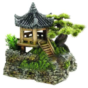 Classic Pagoda and Plants. Oriental fish tank decorations