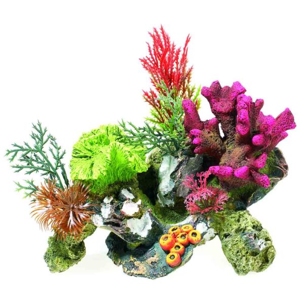 Classic Coral Rocks With Plant - 3134 aquarium decoration