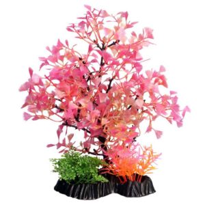 The Aqua One Ecoscape Medium Fan Palm Tree Red 28386 is an artificial plant ornament that is a visually captivating addition to your aquarium.