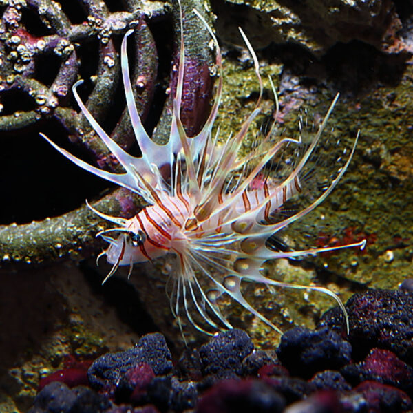 The Volitans Lionfish, Pterois volitans, in the aquarium