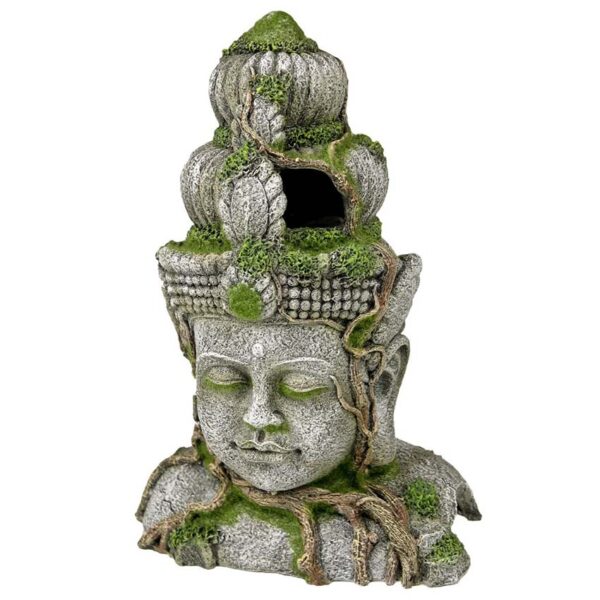 The Rosewood Moss Stone Head Large is a beautiful and highly detailed aquarium ornament that replicates the look and feel of a natural rock formation. It is a perfect addition to any aquarium, whether freshwater or saltwater, as it is made of non-toxic resin material. This resin material ensures that the ornament is safe for fish and will not harm them in any way.