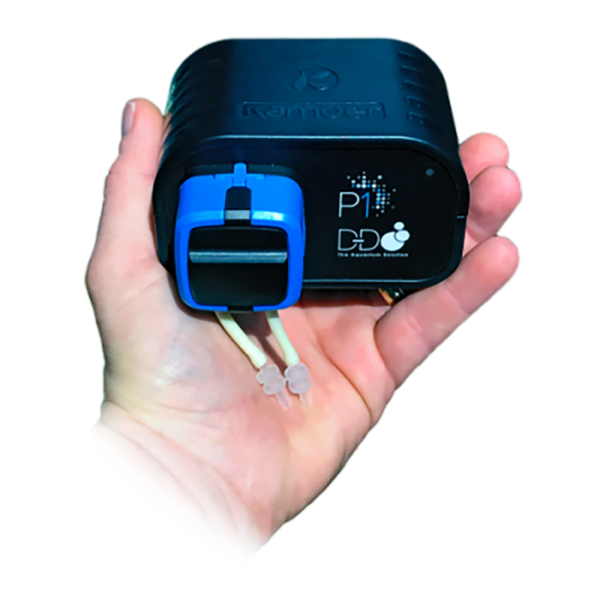 H2Ocean P1 Dosing Pump fits in the palm of your hand