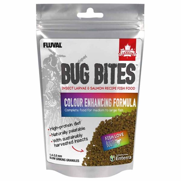 Fluval Bug Bites Colour Enhancing Granules 125g all granular food for small to medium fish