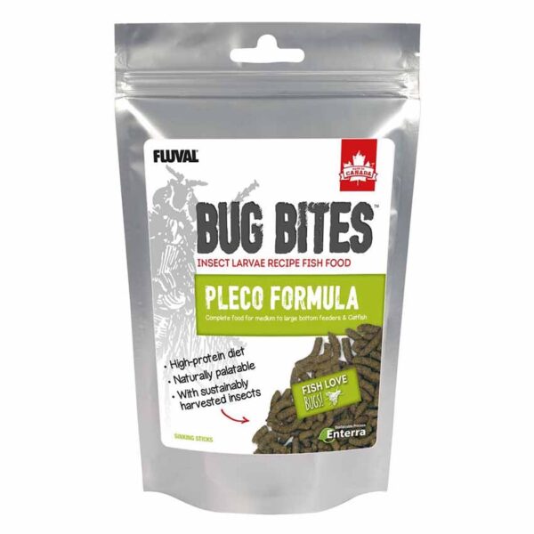 Fluval Bug Bites Pleco Sticks 130g. Fish Love Bugs!! And that’s a fact, insects make up a large percentage of the diet of wild fish and recreating this has been the goal of many manufacturers