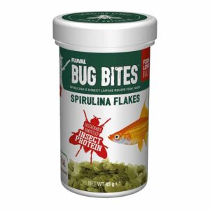 Fluval Bug Bites Spirulina Flakes 45g make fish go crazy.