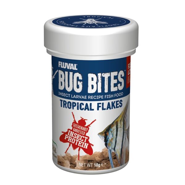 Fluval Bug Bites Tropical Flakes 18g high protein colour enhancing fish food for tropical fish