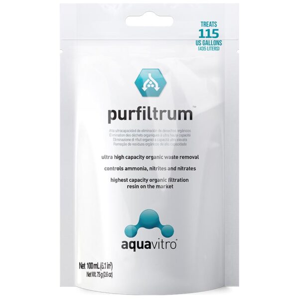 Seachem Aquavitro Purfiltrum 100ml Bagged Ultra high capacity organic waste removal