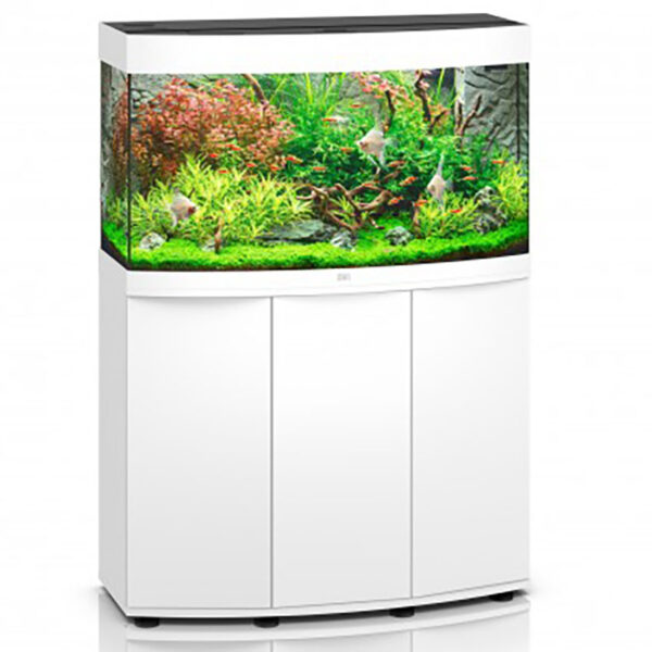 Small but exclusive: JUWEL Vision 180 Led and Cabinet White Elegant in appearance and perfectly matching details! At 92 cm wide, the VISION 180 LED is the smallest aquarium in the VISION range. Thanks to its curved front panel, the VISION 180 LED has great presence – and not only in small rooms. The safety base frame ensures especially safe positioning and allows you to set up your aquarium easily, with no need for special supports. Painstaking workmanship from Germany, top-quality materials and perfectly tuned technology guarantee the very best of quality and safety, meaning a long service life for your VISION 180 LED.
