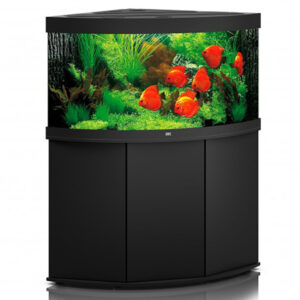 Extraordinary depth: JUWEL TRIGON 350 LED. The Trigon 350 Led Cabinet Black will stand out in any corner, with its extraordinary depth of 87cm, curved front panel and optimum lighting provided by four fluorescent tubes. Large fish and even the most demanding of marine species will be right at home in the TRIGON 350 LED. The safety base frame ensures especially safe positioning and allows you to set up your aquarium easily, with no need for special supports. Painstaking workmanship from Germany, top-quality materials and perfectly tuned technology guarantee the very best of quality and safety, meaning a long service life for your TRIGON 350 LED.