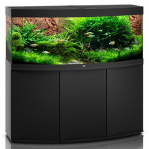 Boundless possibilities: JUWEL Vision 450 Led and Cabinet Black No aquarium embodies this characteristic as well as the VISION 450 LED. With its curved front panel, outstanding height and four-lamp LED lighting, this aquarium creates an extra-special setting. The safety base frame ensures especially safe positioning and allows you to set up your aquarium easily, with no need for special supports. Painstaking workmanship from Germany, top-quality materials and perfectly tuned technology guarantee the very best quality and safety, meaning a long service life for your VISION 450 LED. Choose from black, dark wood, beech and white