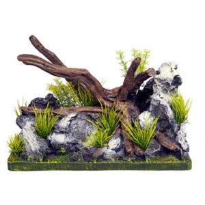 Aqua One Driftwood on Rock Medium Dark Wood is a realistic-looking aquarium ornament designed to create a natural-looking environment for fish and other aquatic creatures.