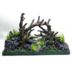 The Aqua One Roots on Rock X-Large aquarium ornament measures approximately 45cm x 35cm x 27cm (L x W x H) and is made of durable resin material. The X-Large size makes it suitable for larger aquariums and can create a stunning focal point in your aquarium setup.